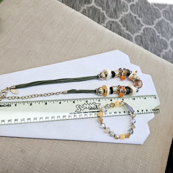 SET! Chico's Chunky Mixed Bead Necklace with Gemstone Stretchy Bracelet SET! - Picture 12 of 16